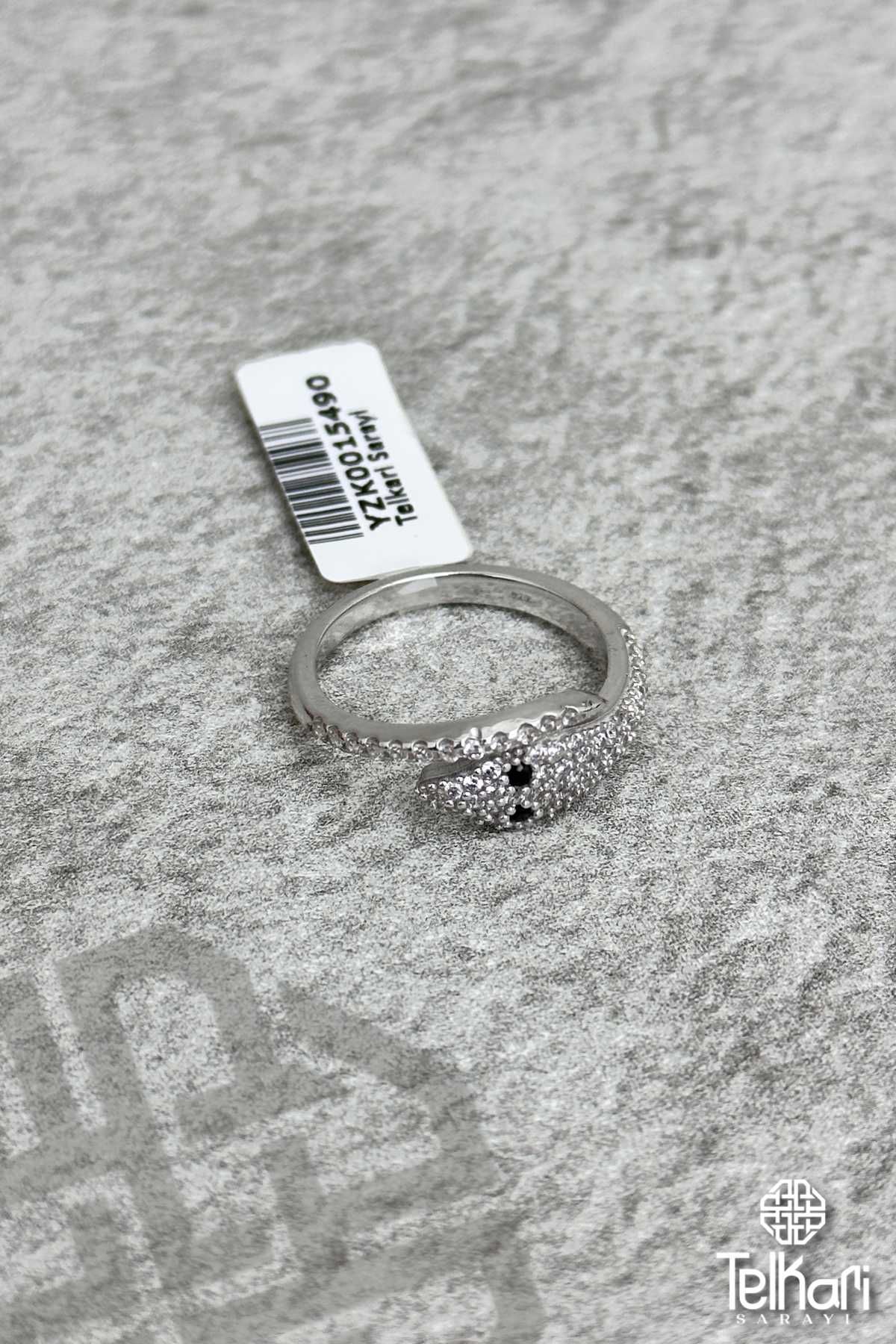 Yılan Model Taşlı Gümüş Yüzük