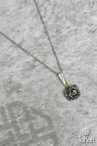 Çiçek Model Onix Taşlı Markazit Gümüş Kolye