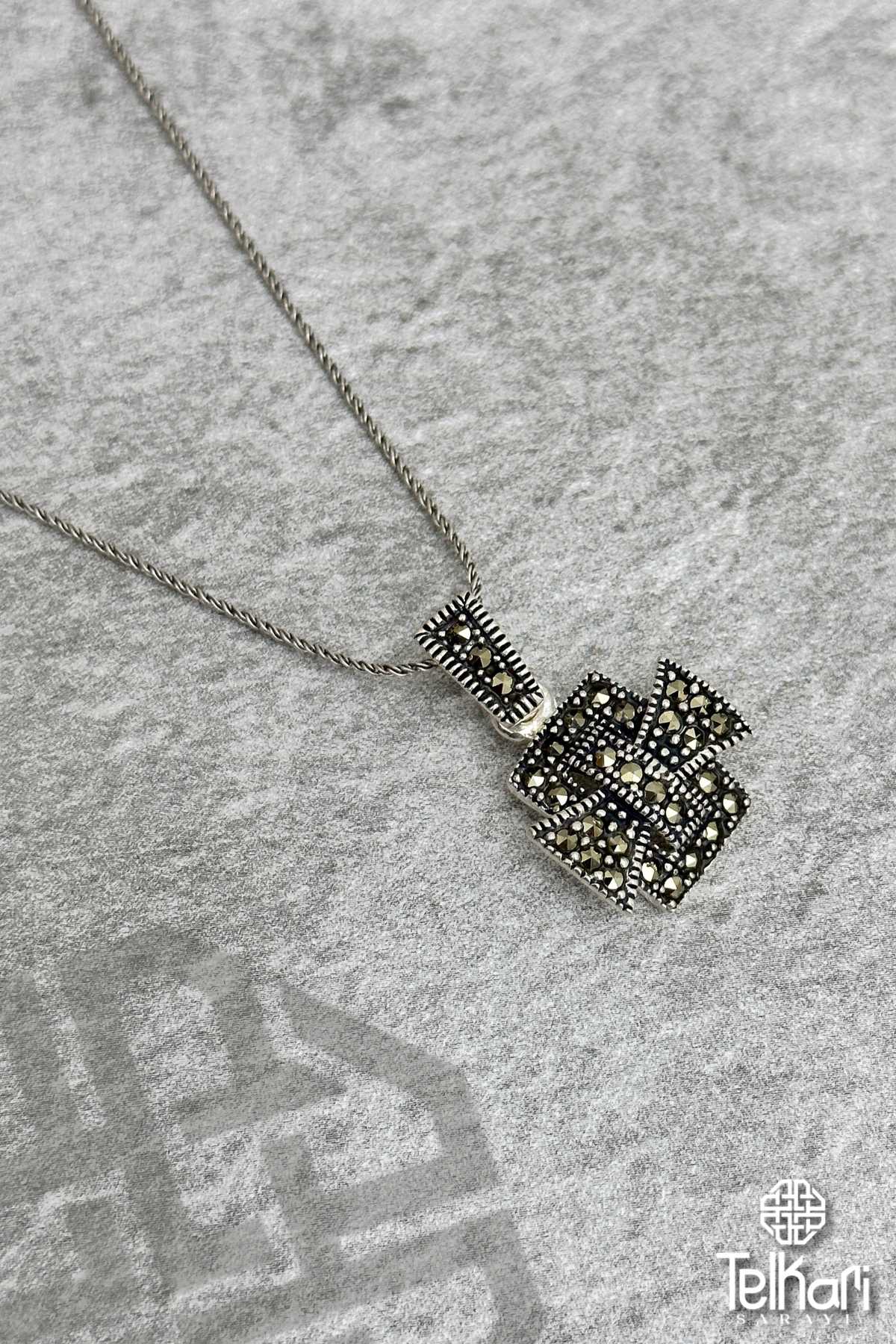 Taşlı Markazit Gümüş Kolye