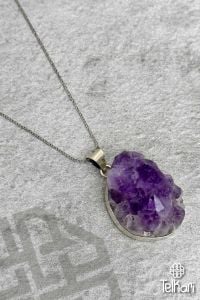 Ametist Taşlı Gümüş Kolye