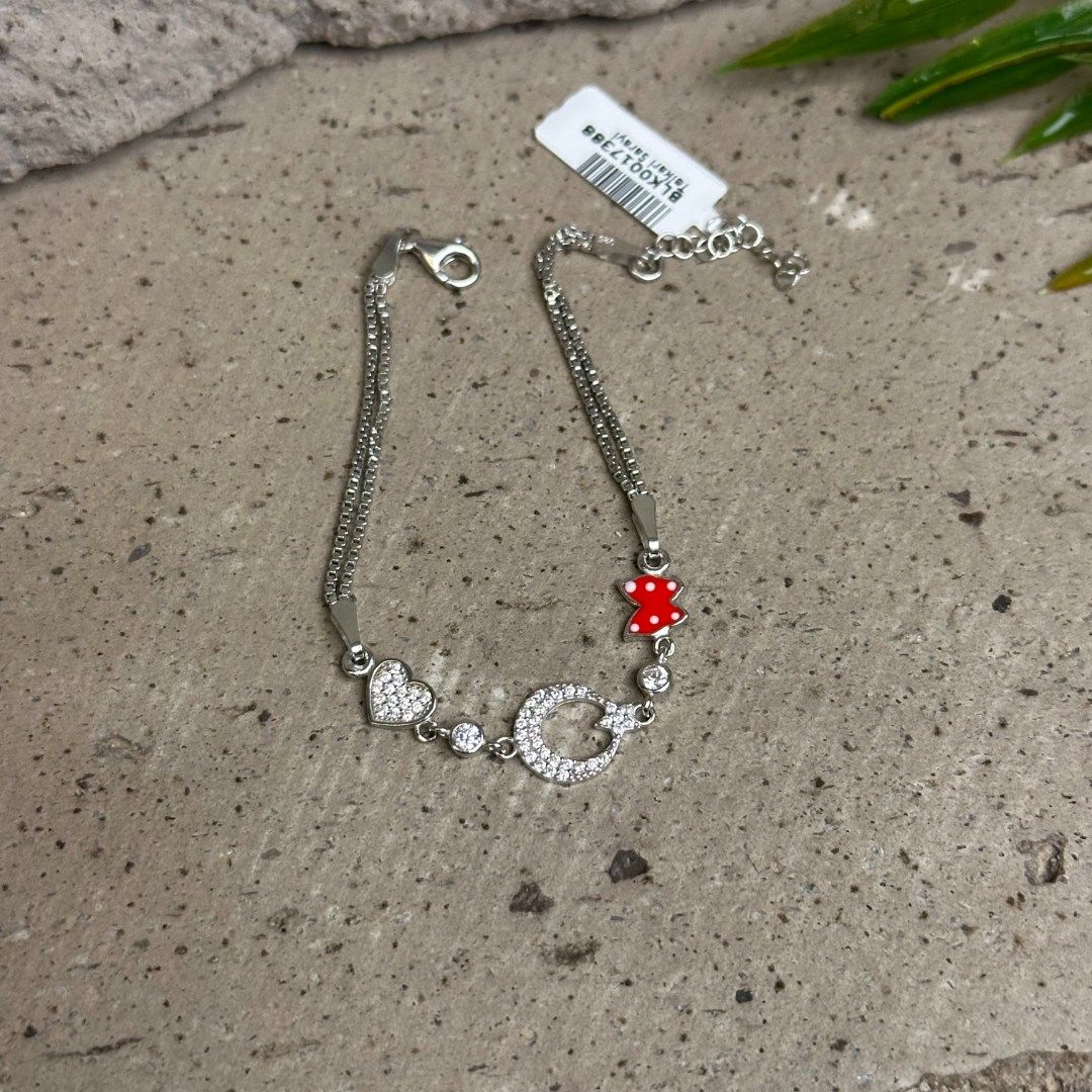 Ay Yıldız Kalp Kelebek Model 925 Ayar Gümüş Bileklik