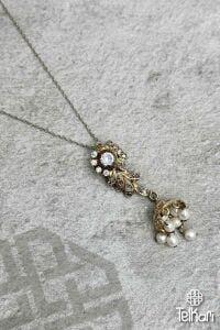 Sallantılı Sedef Taşlı Gümüş Kolye