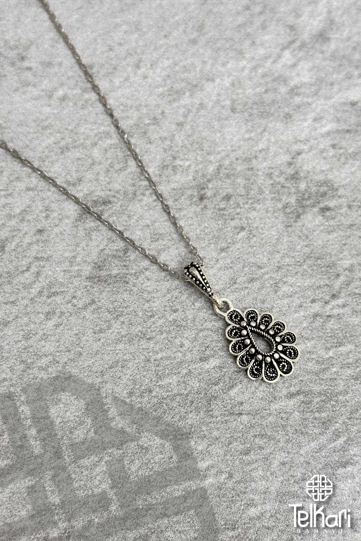 Midyat Oksitli Telkari Gümüş Kolye