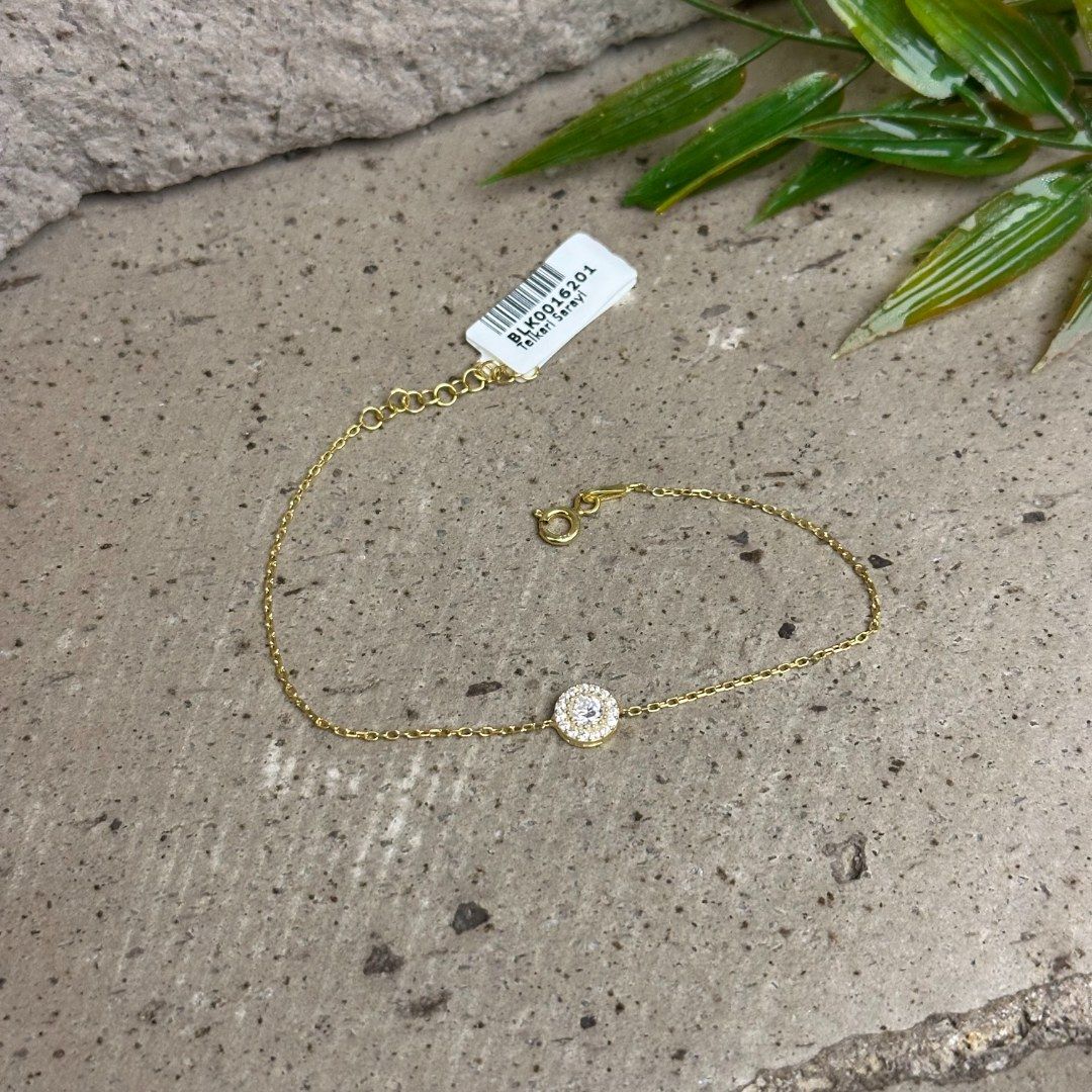 Gold 925 Ayar Zirkon Taşlı Gümüş Bileklik