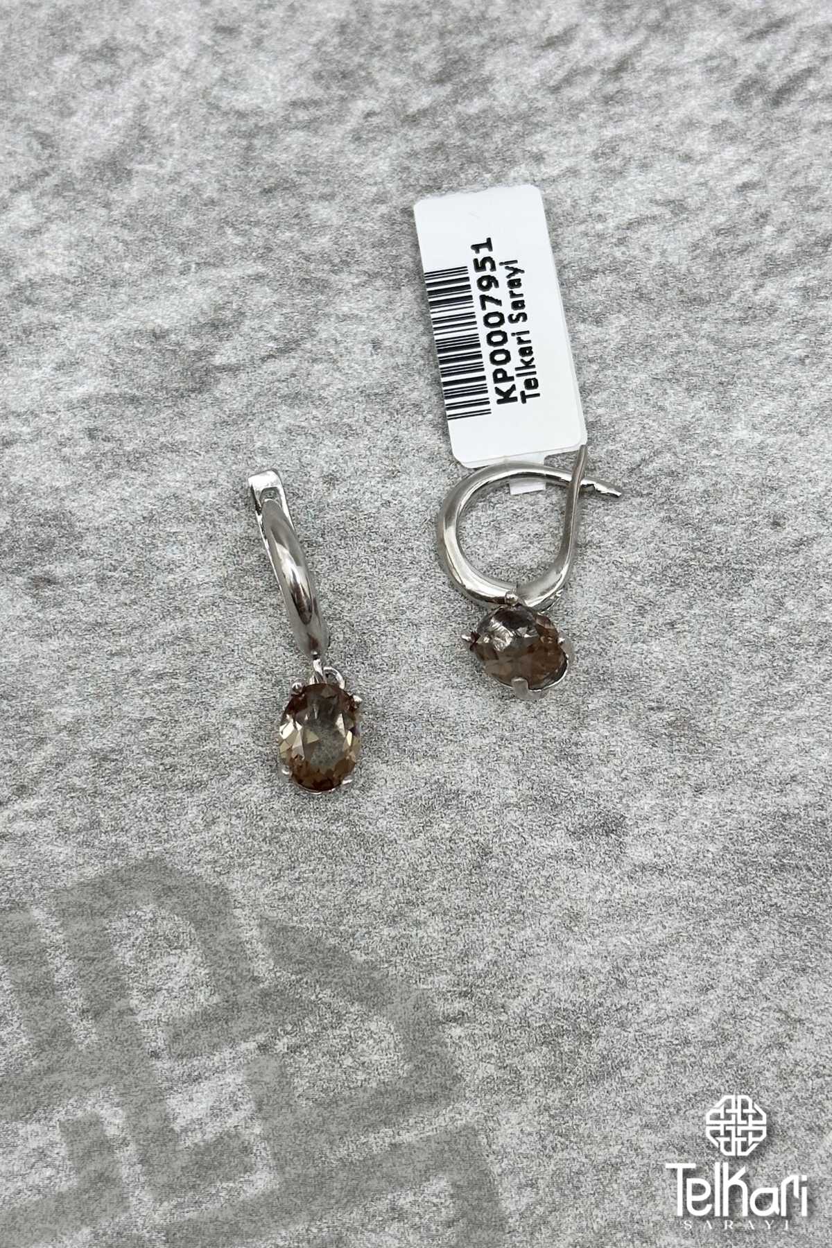 Sallantılı Oval Renk Değiştiren Sultan Taşlı Gümüş Küpe