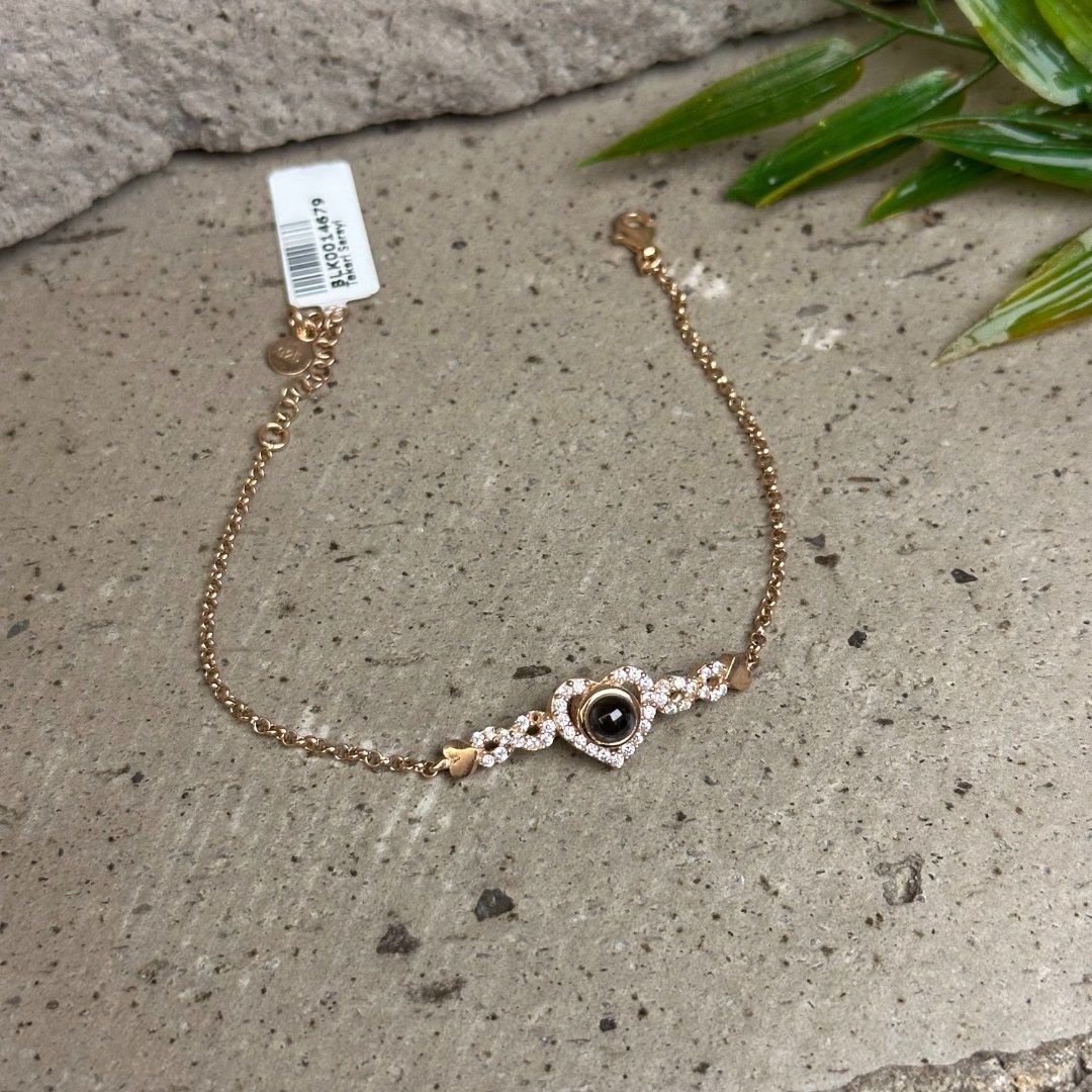 Zirkon Taşlı 925 Ayar Kalp Model Gümüş Bileklik