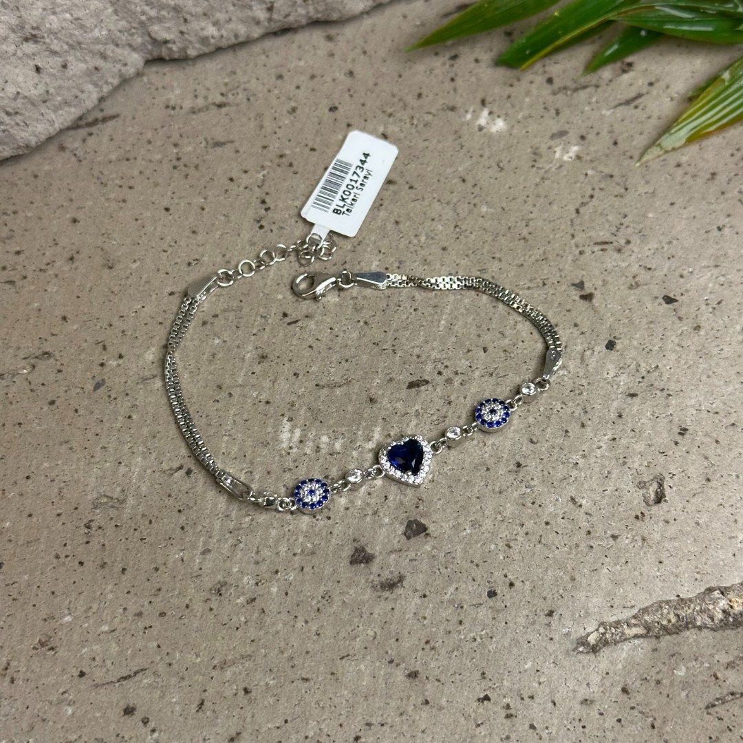 Safir Taşlı 925 Ayar Gümüş Bileklik