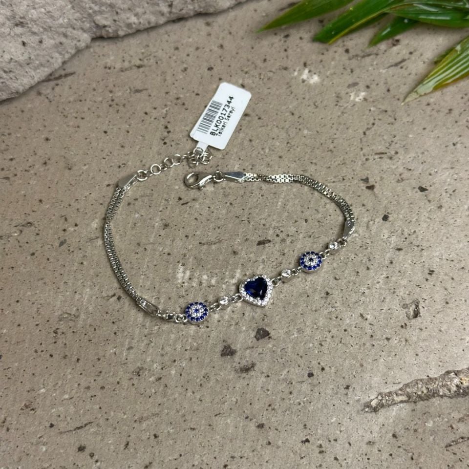 Safir Taşlı 925 Ayar Gümüş Bileklik