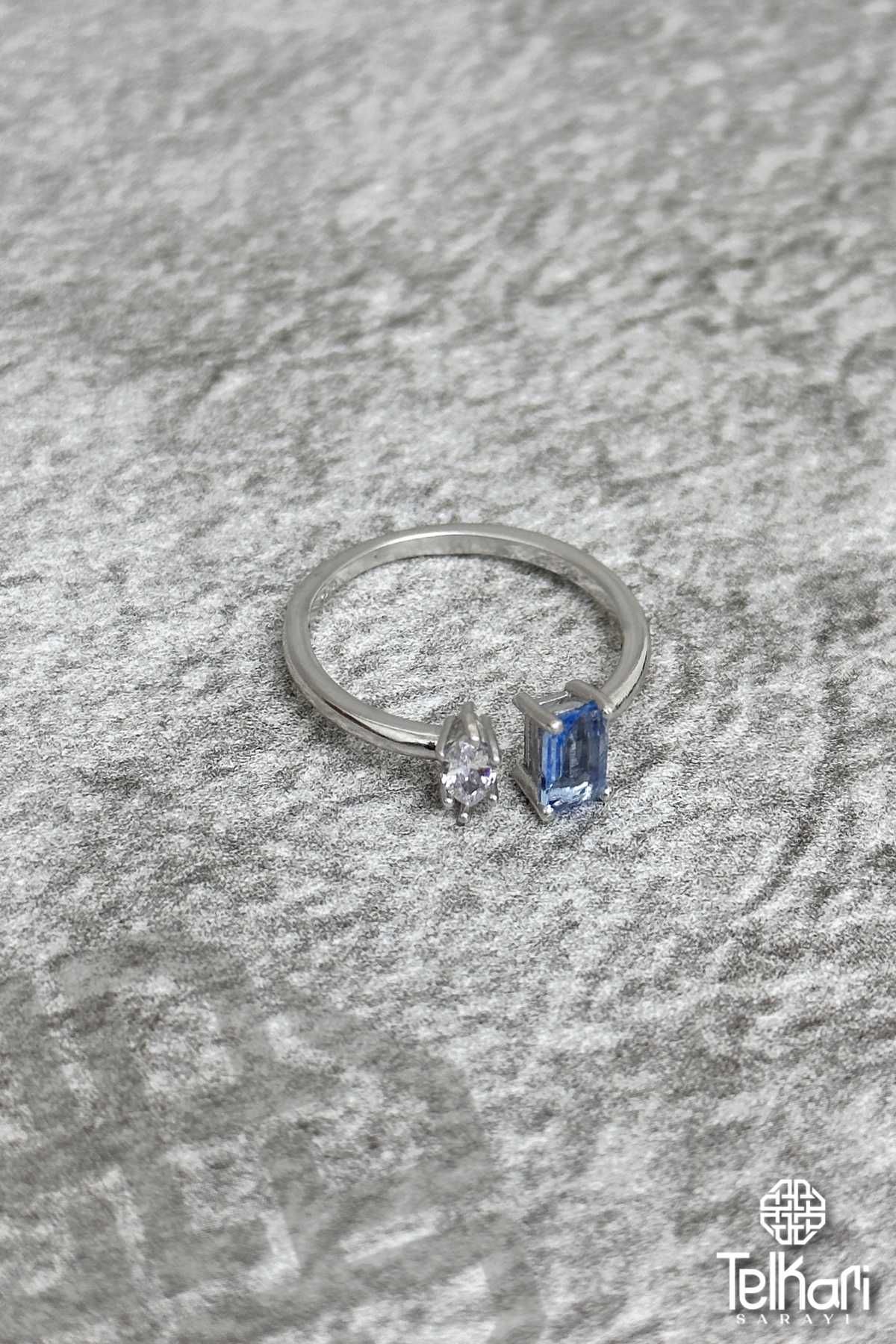 Ayarlanabilir Model Taşlı Rose Gümüş Yüzük