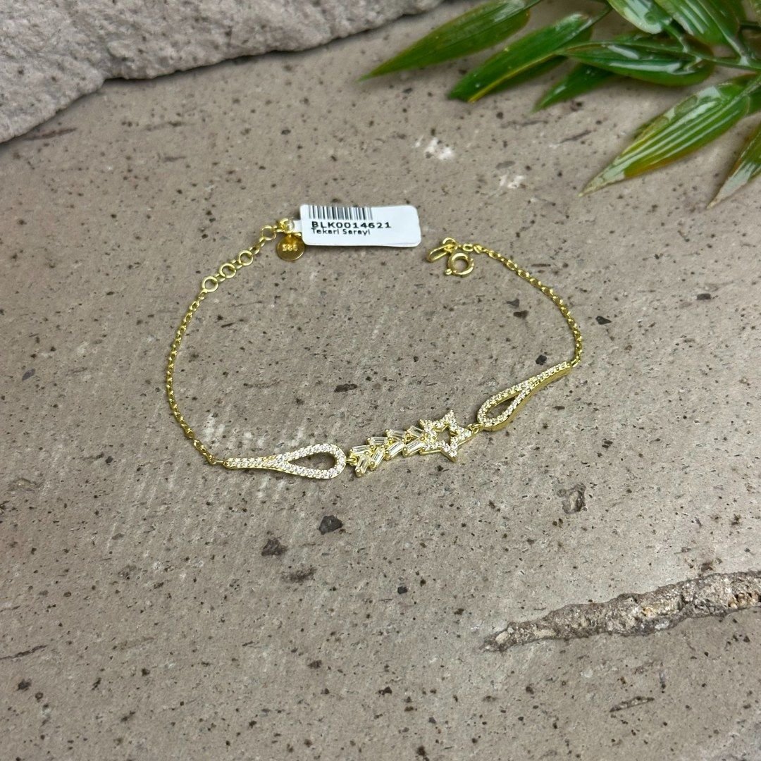 Gold Kuyruklu Yıldız Model 925 Ayar Gümüş Bileklik