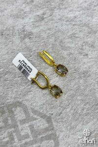 Küçük Boy Oval Kesim Renk Değiştiren Sultan Taşlı Gold Gümüş Küpe