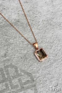 Baget Model Renk Değiştiren Sultan Taşı Rose Gümüş Kolye