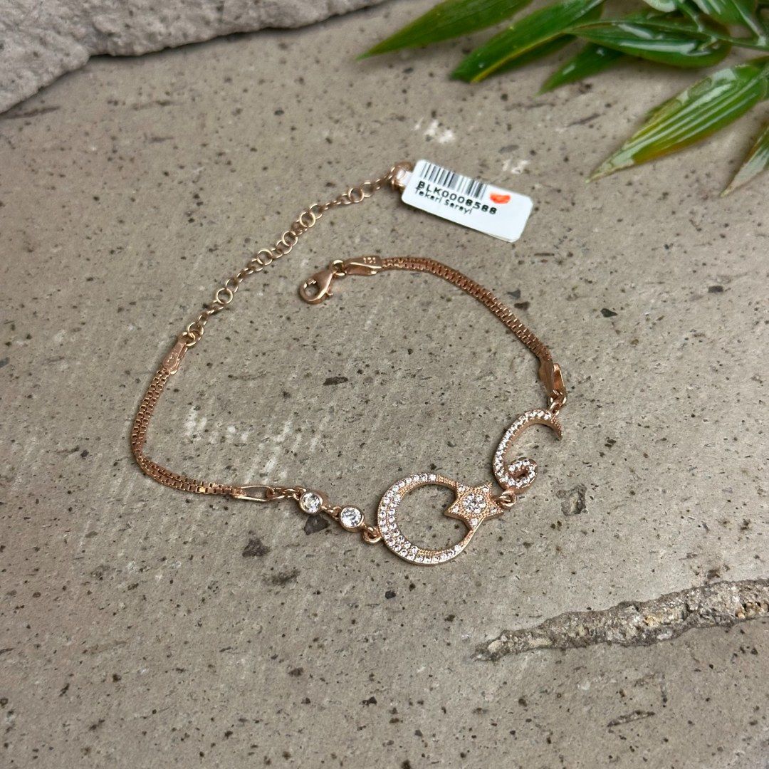 Rose Ay Yıldızlı 925 Ayar Gümüş Bileklik