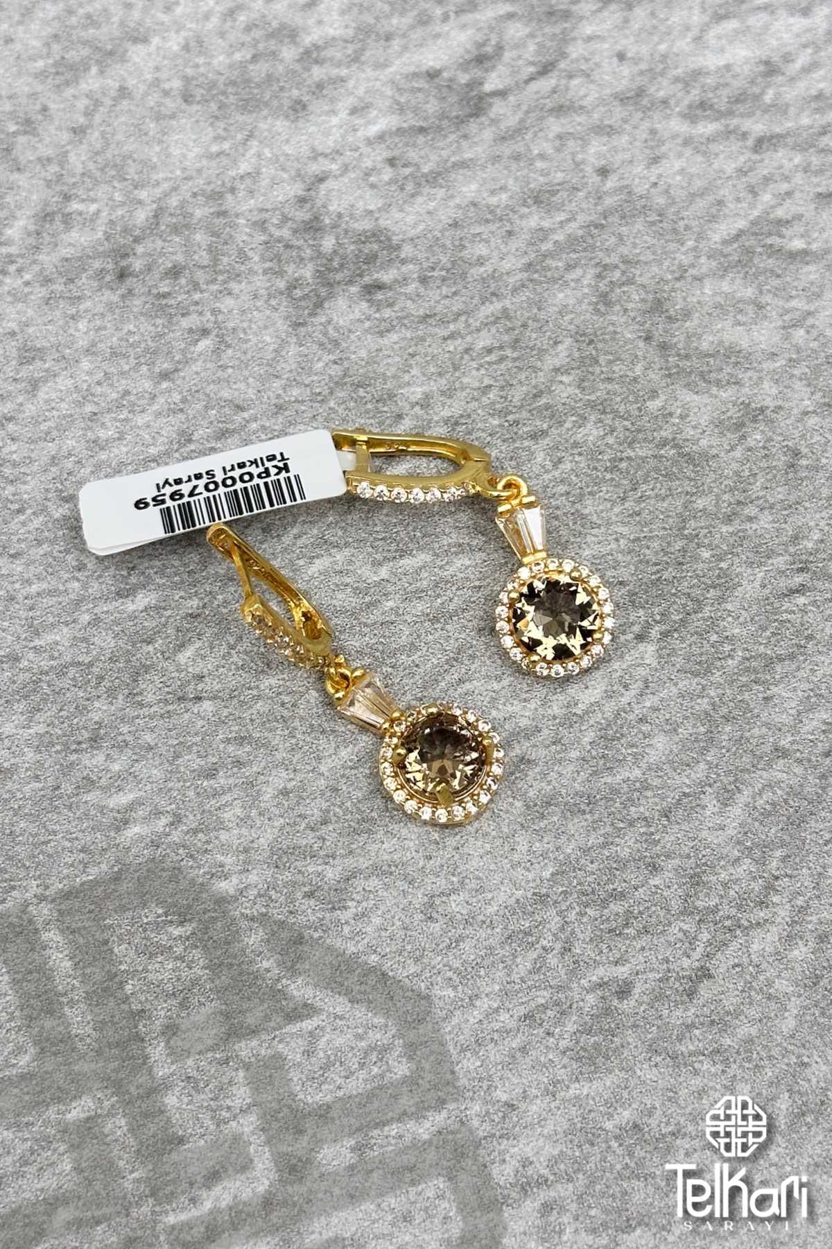 Sallantılı Orta Boy Renk Değiştiren Sultan Taşlı Gold Gümüş Küpe