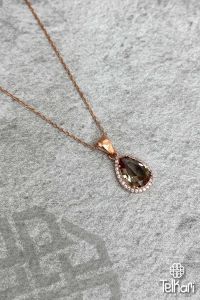 Damla Model Renk Değiştiren Sultan Taşı Rose Gümüş Kolye