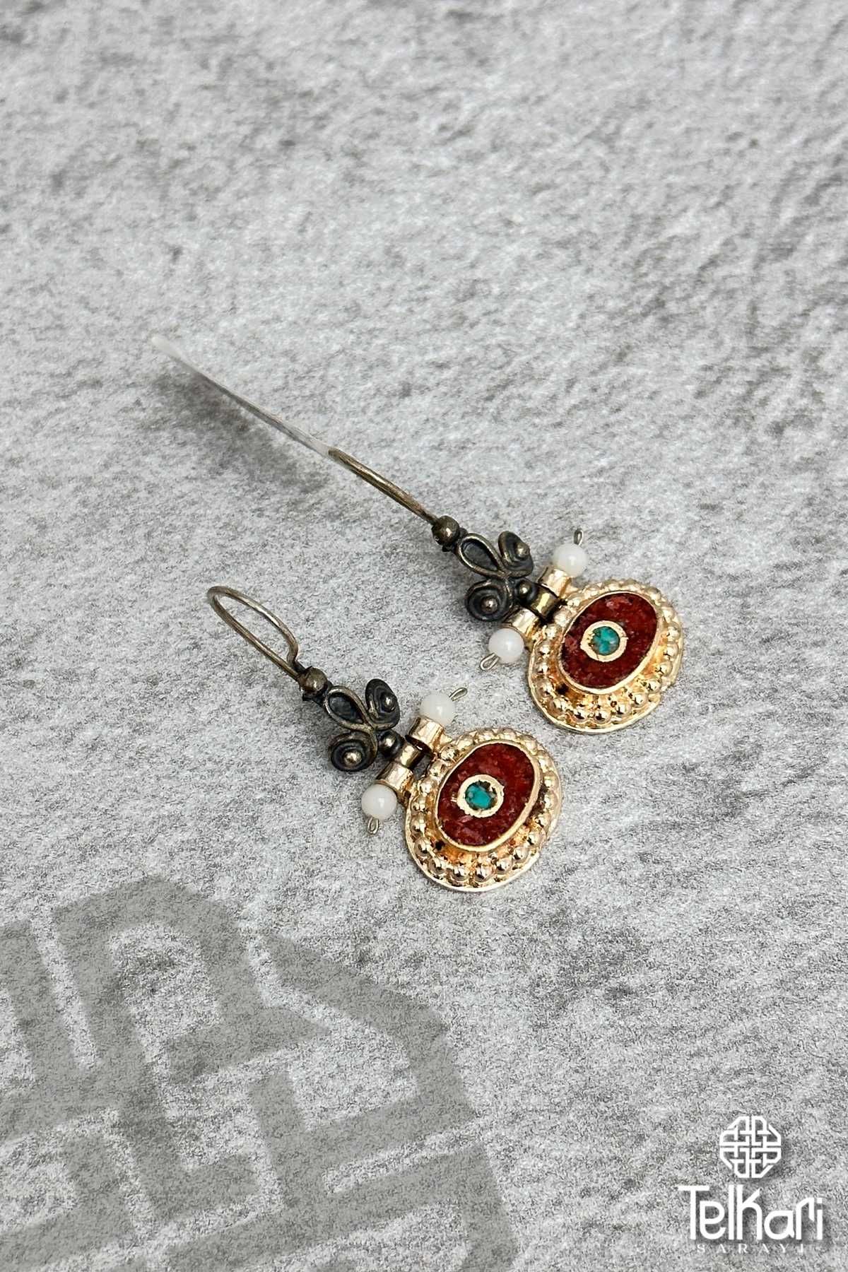 Mozaik Doğal Taşlı Otantik Gümüş Yaz Küpesi