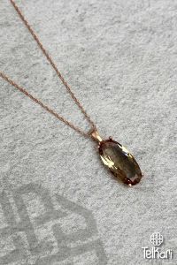 Uzun Oval Model Renk Değiştiren Sultan Taşı Rose Gümüş Kolye