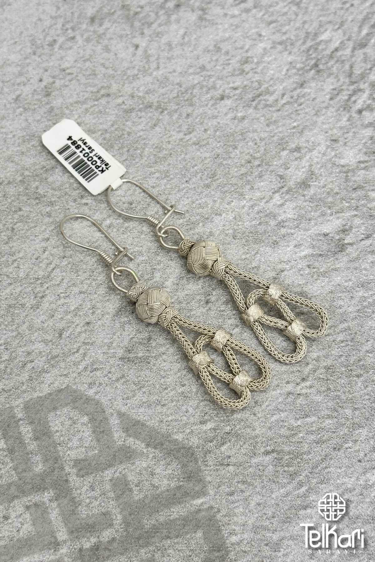 Sallantılı Kalp Model El Örmesi Kazaziye Gümüş Küpe