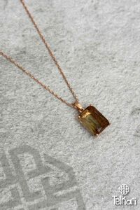 Kare Model Renk Değiştiren Sultan Taşı Rose Gümüş Kolye