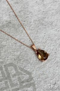 Damla Model Renk Değiştiren Sultan Taşı Rose Gümüş Kolye