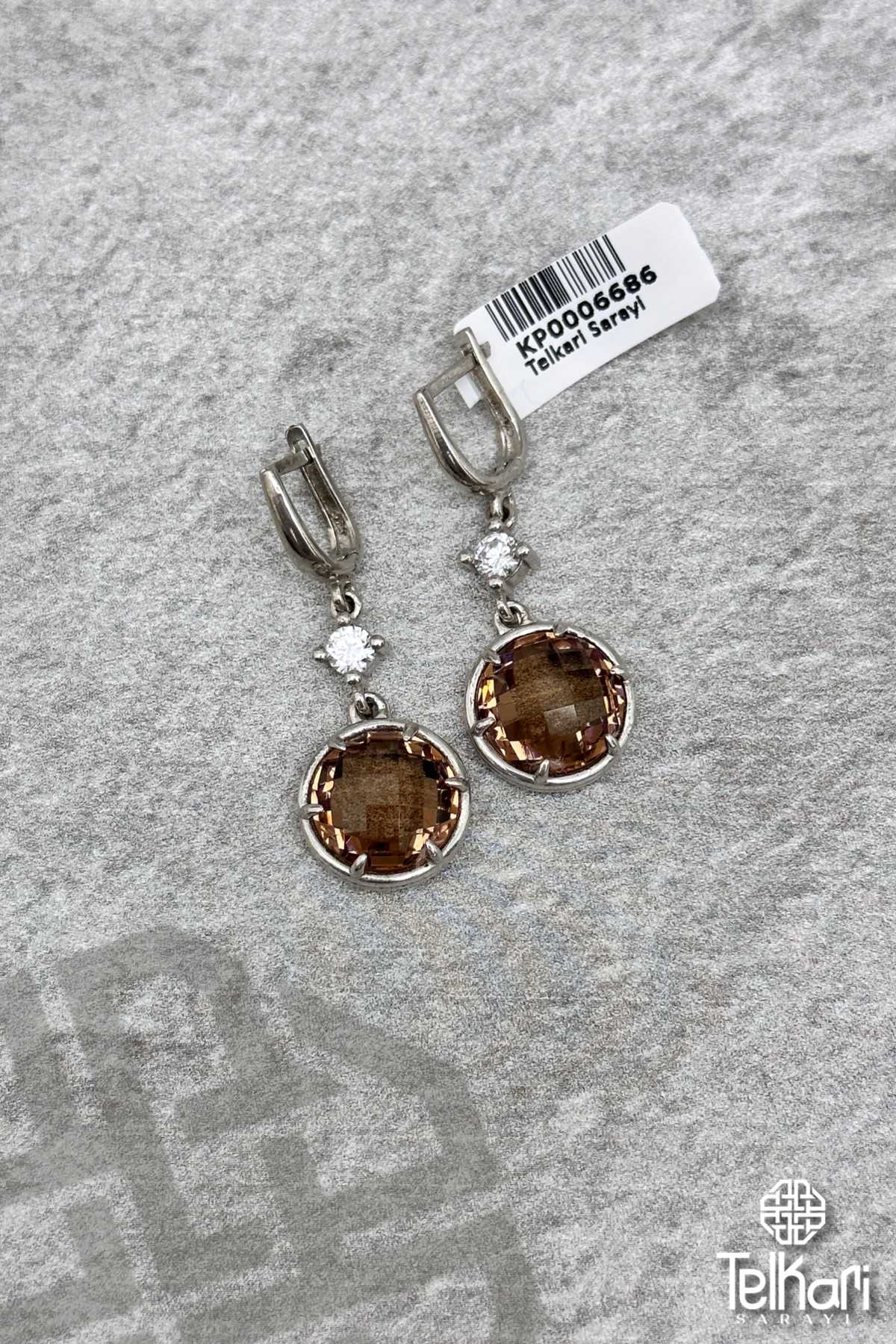 Düğme Model Renk Değiştiren Sultan Taşlı Gümüş Küpe