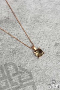 Küçük Boy Yuvarlak Model Renk Değiştiren Sultan Taşı Rose Gümüş Kolye