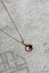 Orta Boy Yuvarlak Model Renk Değiştiren Sultan Taşı Rose Gümüş Kolye