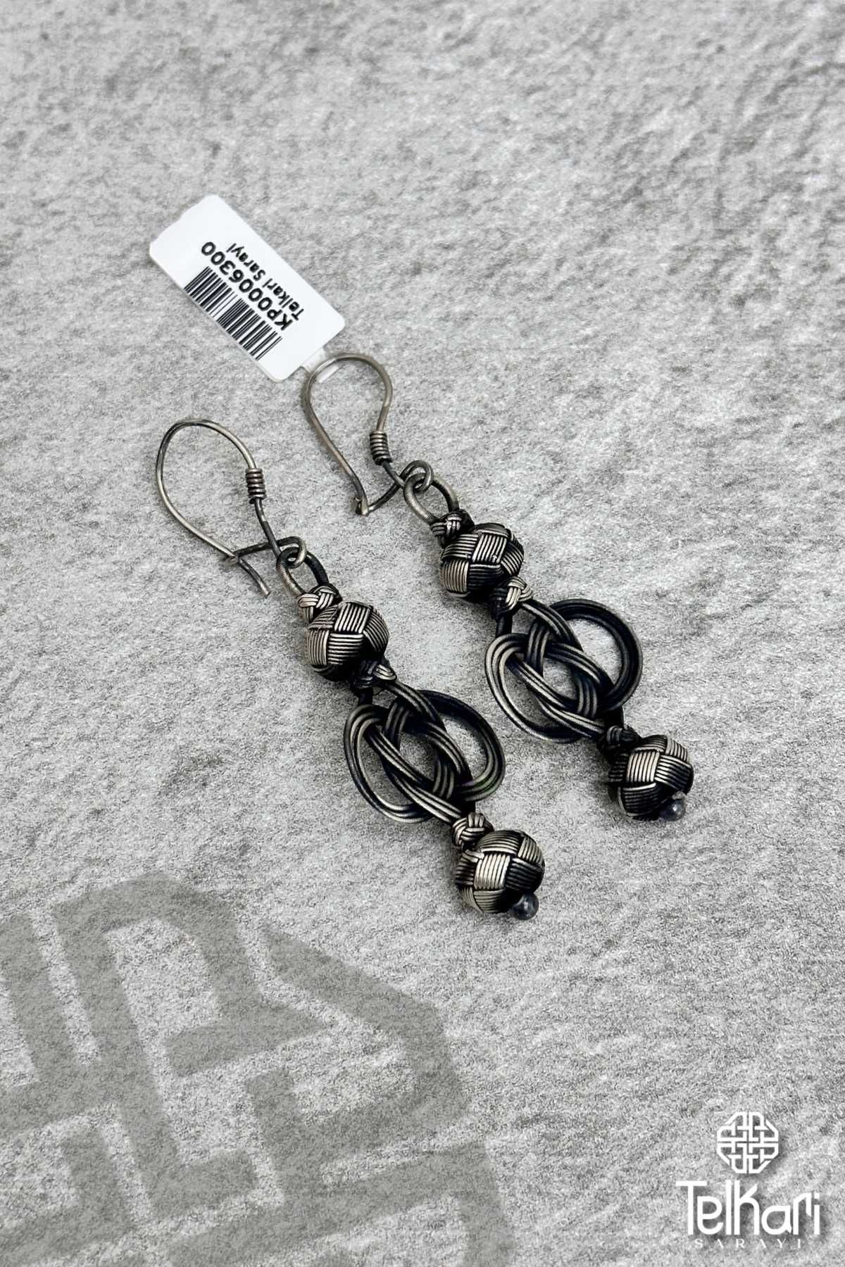 Karartılmış Düğüm Model El Örmesi 1000 Ayar Kazaziye Gümüş Küpe