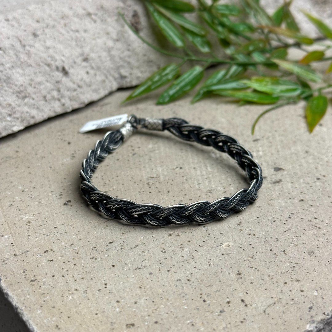 Hasır Örgü Model El Örmesi 1000 Ayar Gümüş Oksitli  Kazaziye Kadın Bileklik