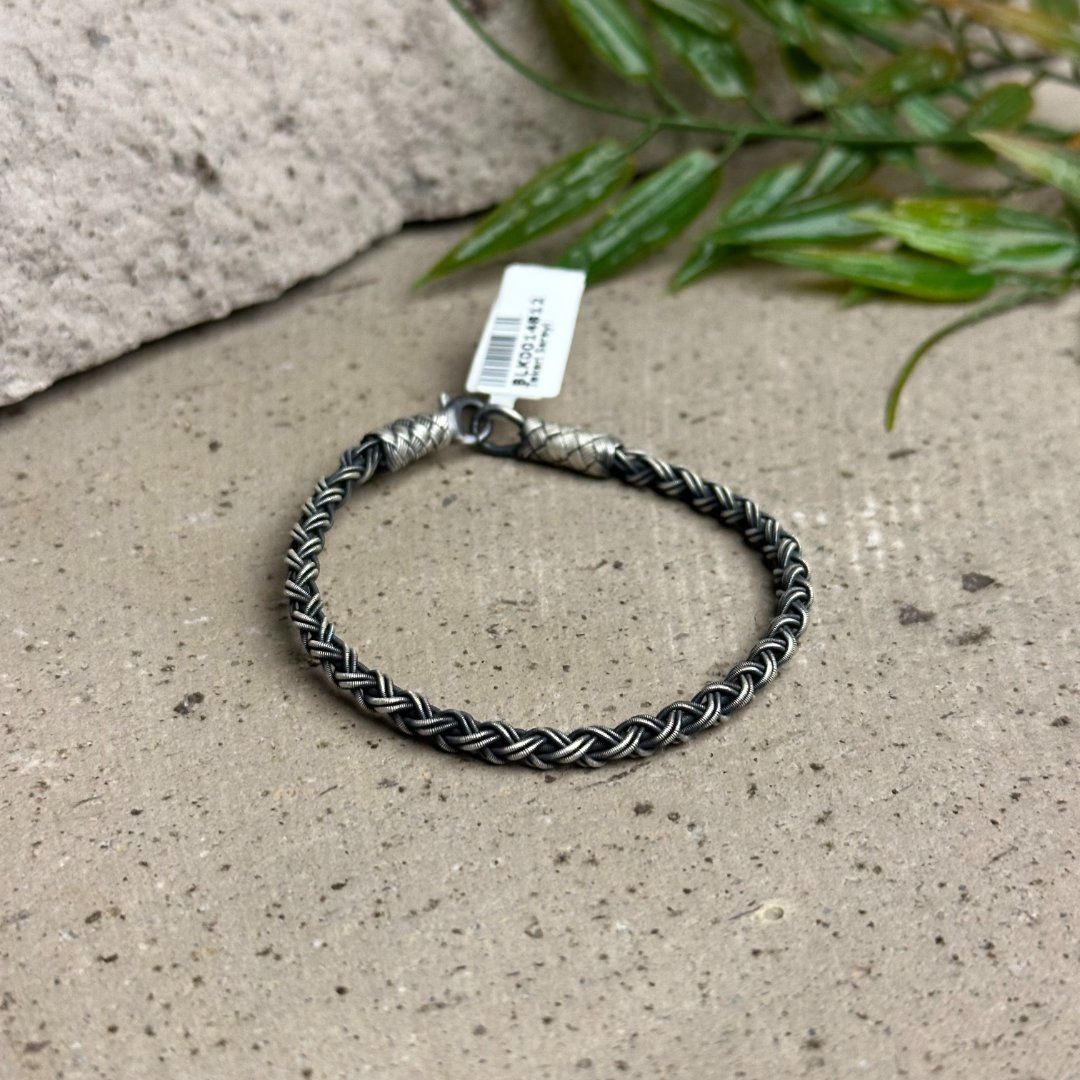 El Örmesi 1000 Ayar Gümüş Oksitli Sarmal Model Kazaziye Kadın Bileklik