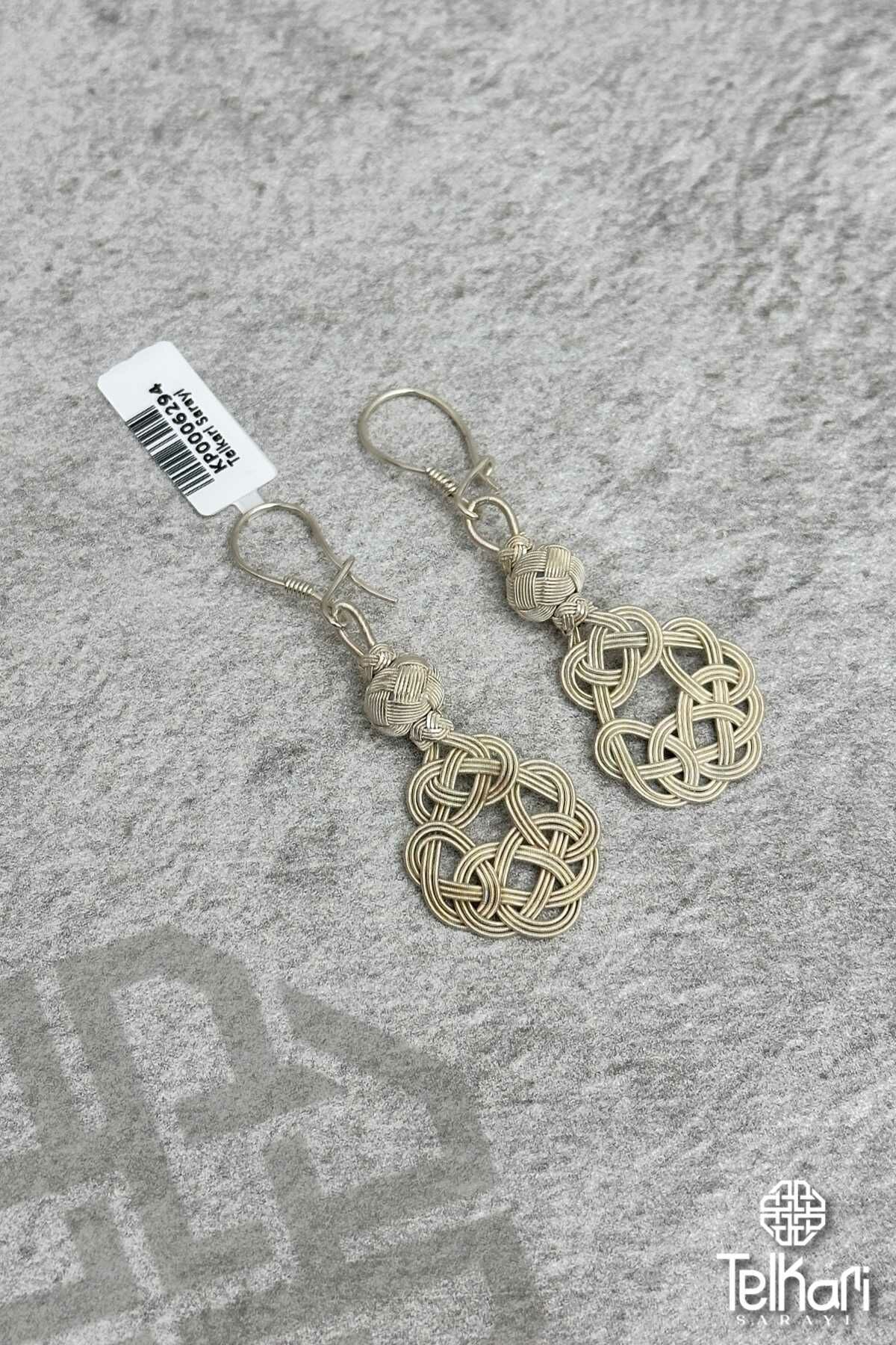 Aşk Düğümü El Örmesi 1000 Ayar Kazaziye Gümüş Küpe