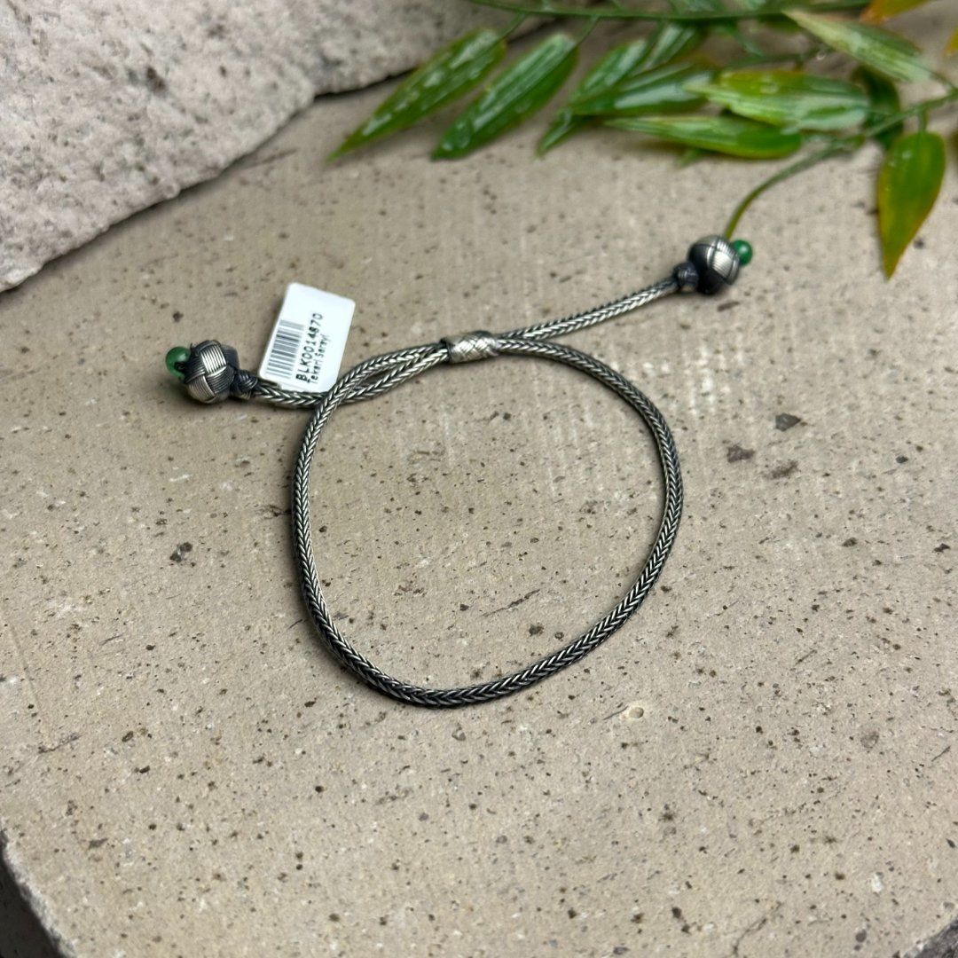 El Örmesi İnce Ayarlanabilir 1000 Ayar Gümüş Oksitli Kazaziye Kadın Bileklik