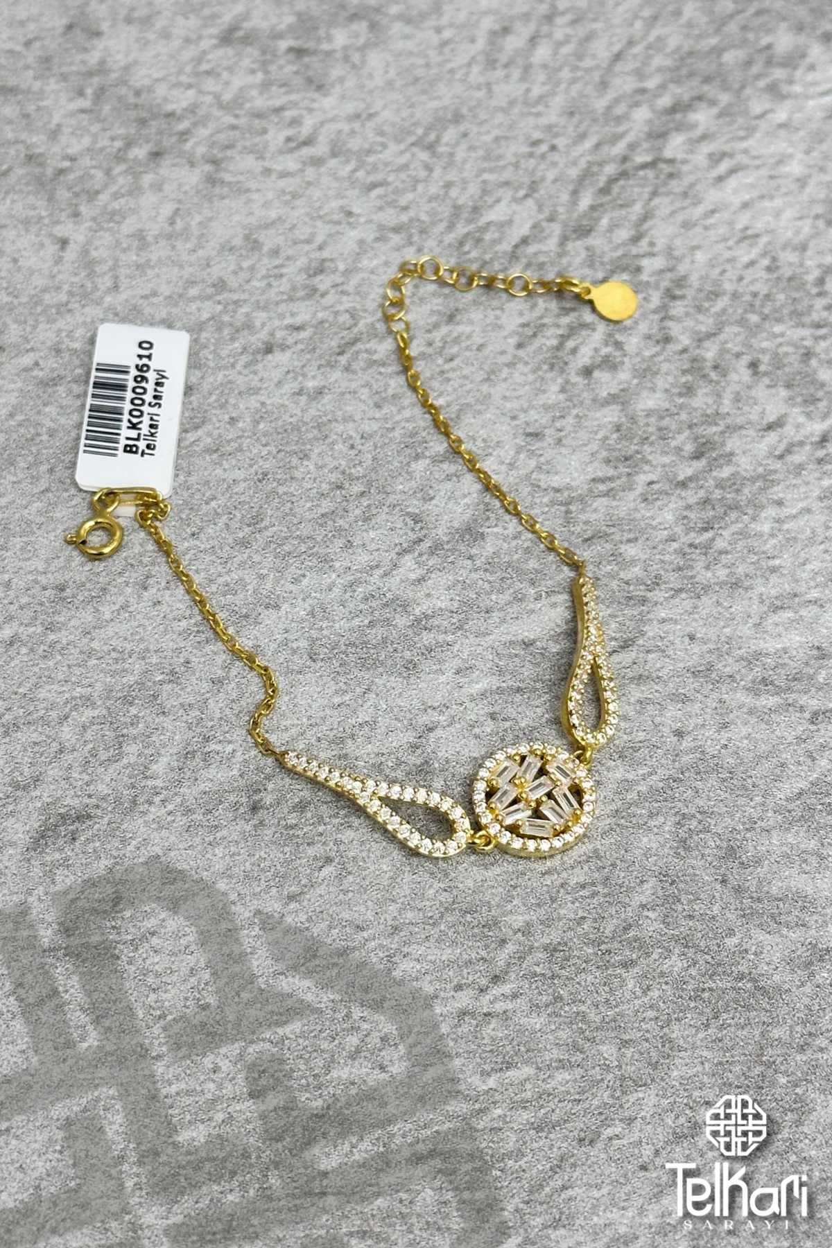 Yuvarlak Model Gold Gümüş Bileklik