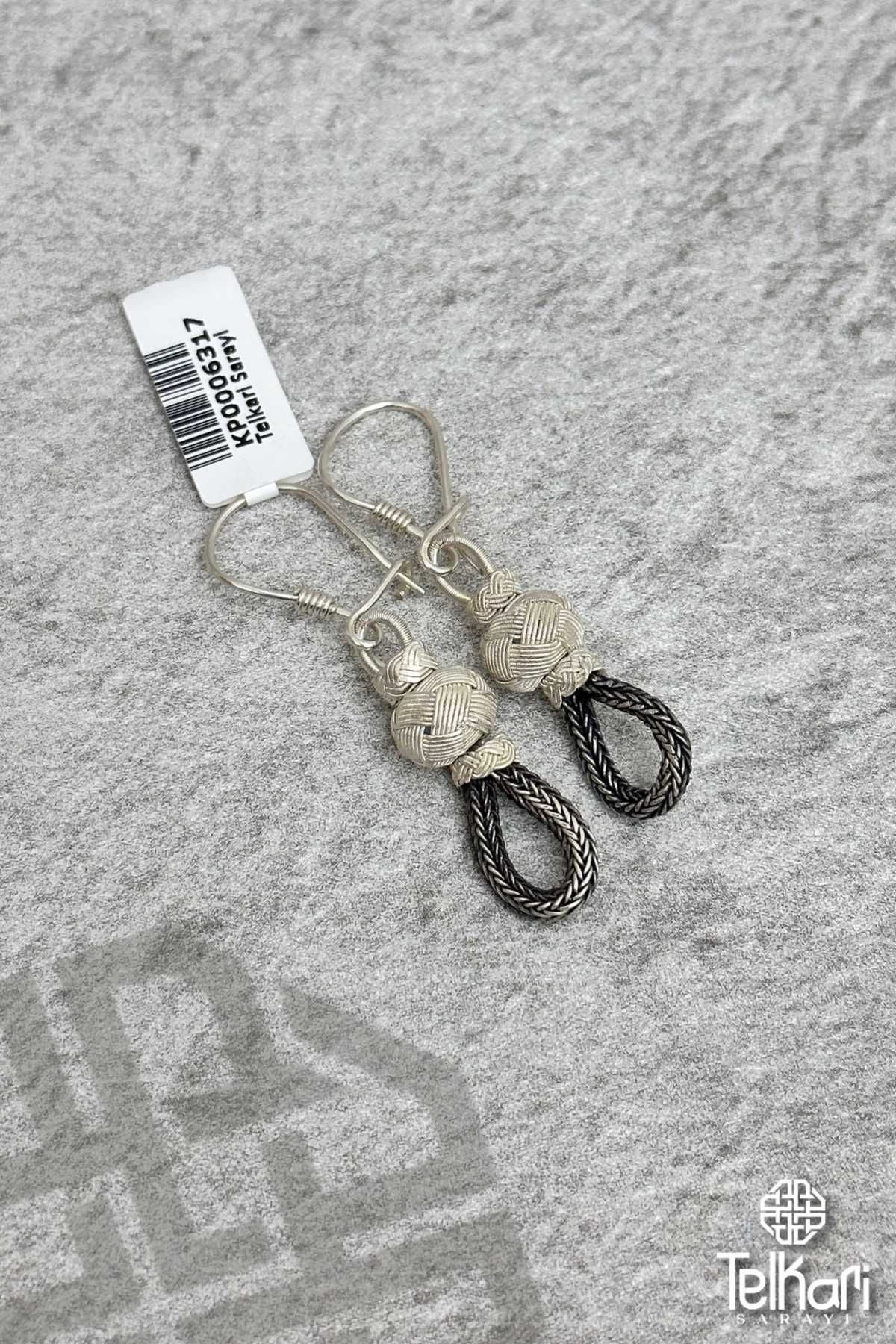 Eskitme Gri 1000 Ayar Kazaziye Gümüş Küpe