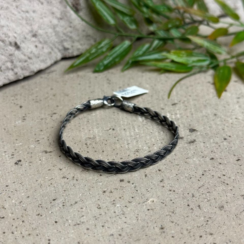 Gümüş Kazaziye Hasır Örme Model Kadın Bileklik