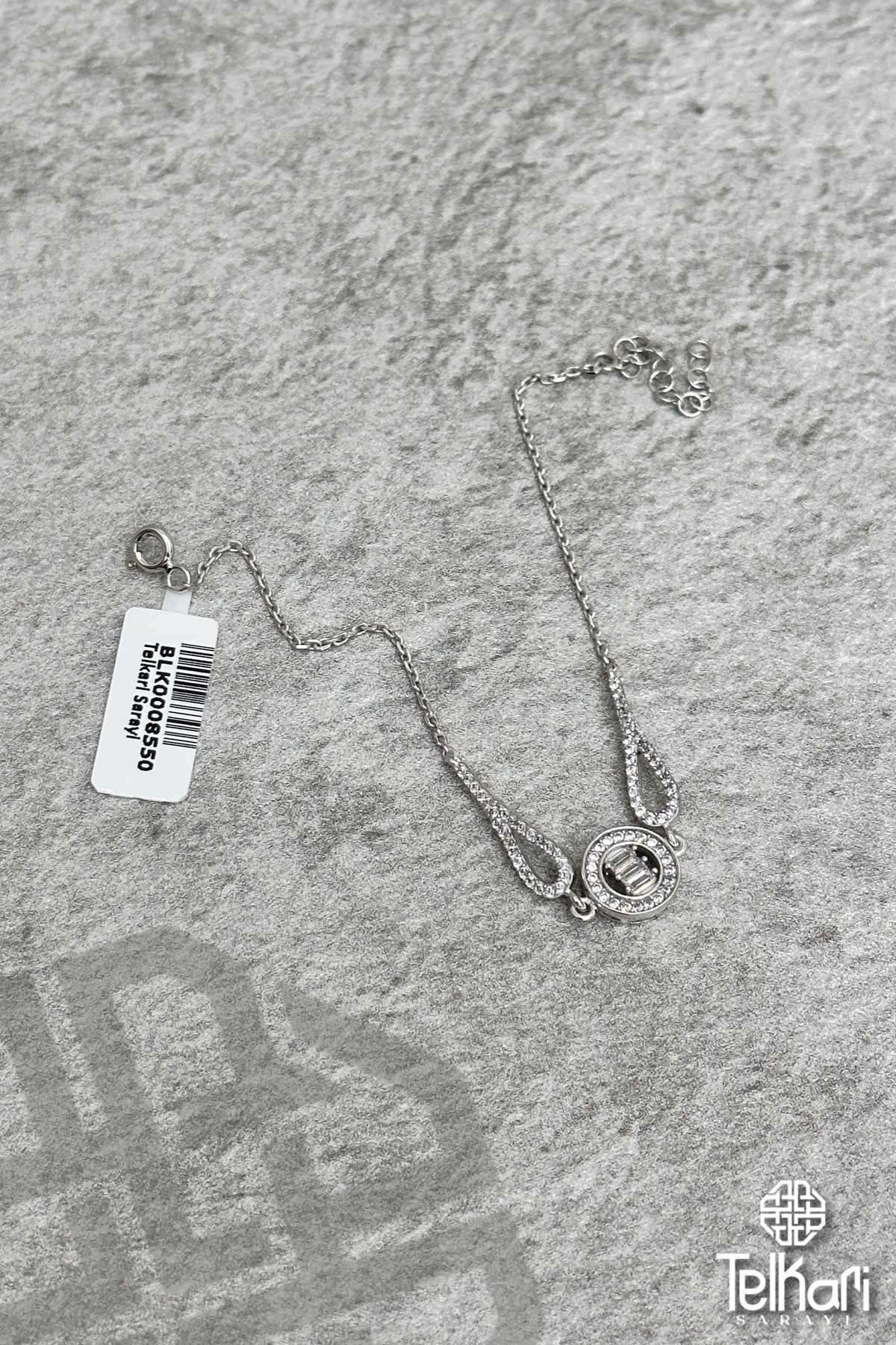 Yuvarlak Baget Model Taşlı Gümüş Bileklik