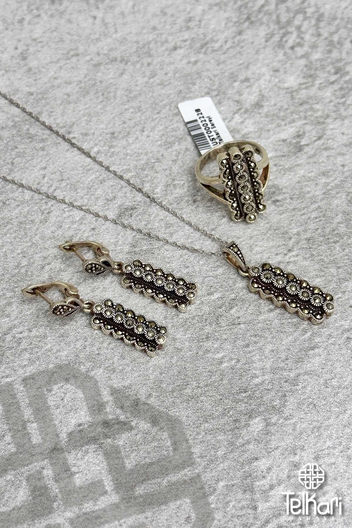 Üç Sıralı Tasarım Markazit Üçlü Set