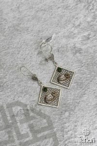 Kare  Model Vav Detaylı El İşçilikli Oksitli Telkari Gümüş Küpe