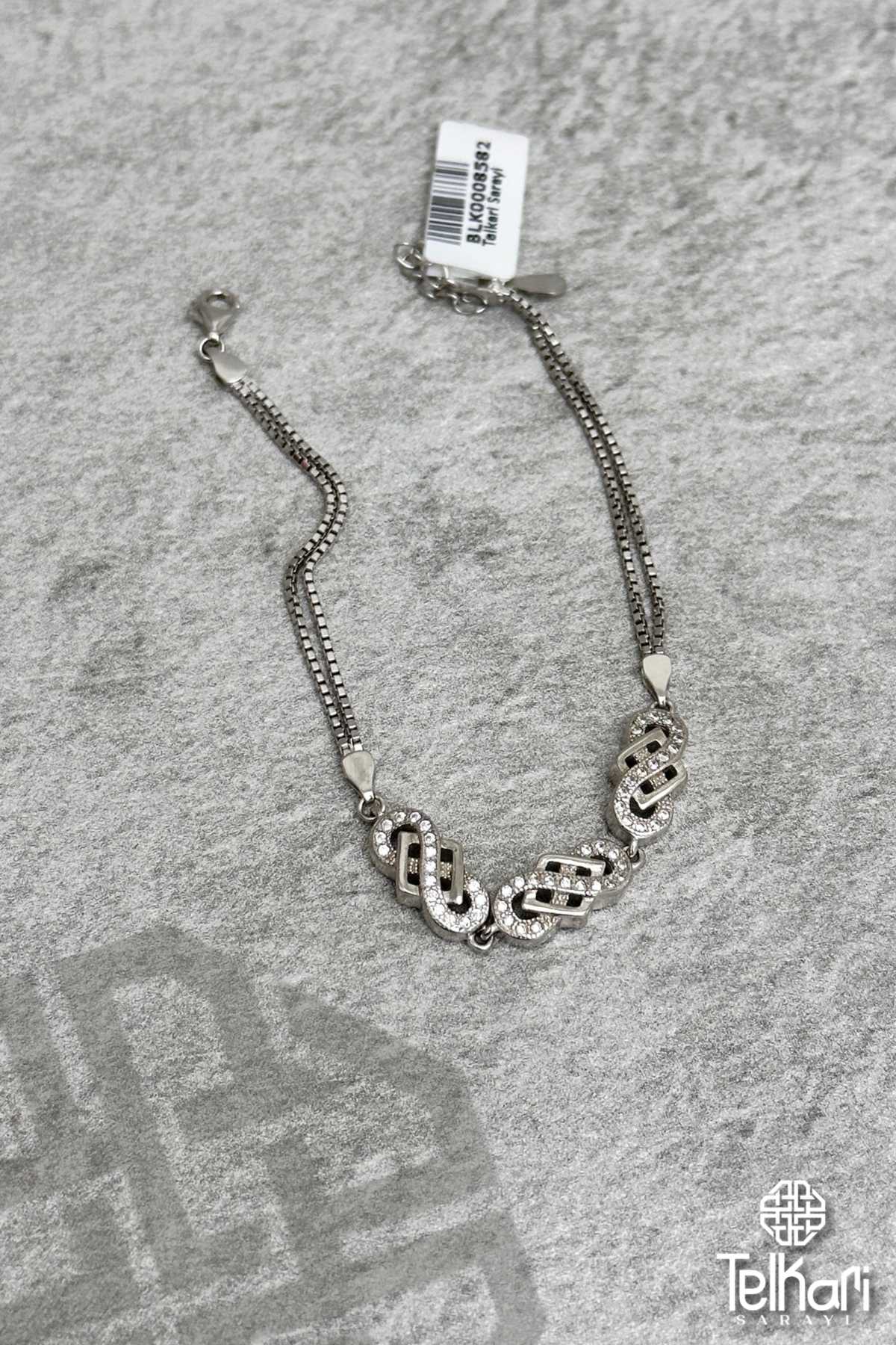 Taşlı Sonsuzluk Model Gümüş Bileklik