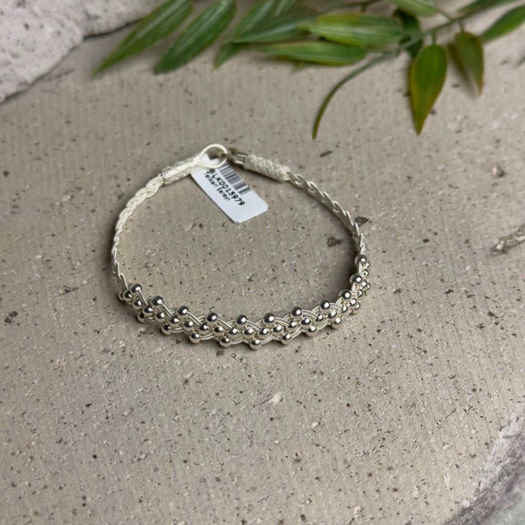 Dorika Boncuklu Gümüş El İşlemesi Kazaziye Kadın Bileklik