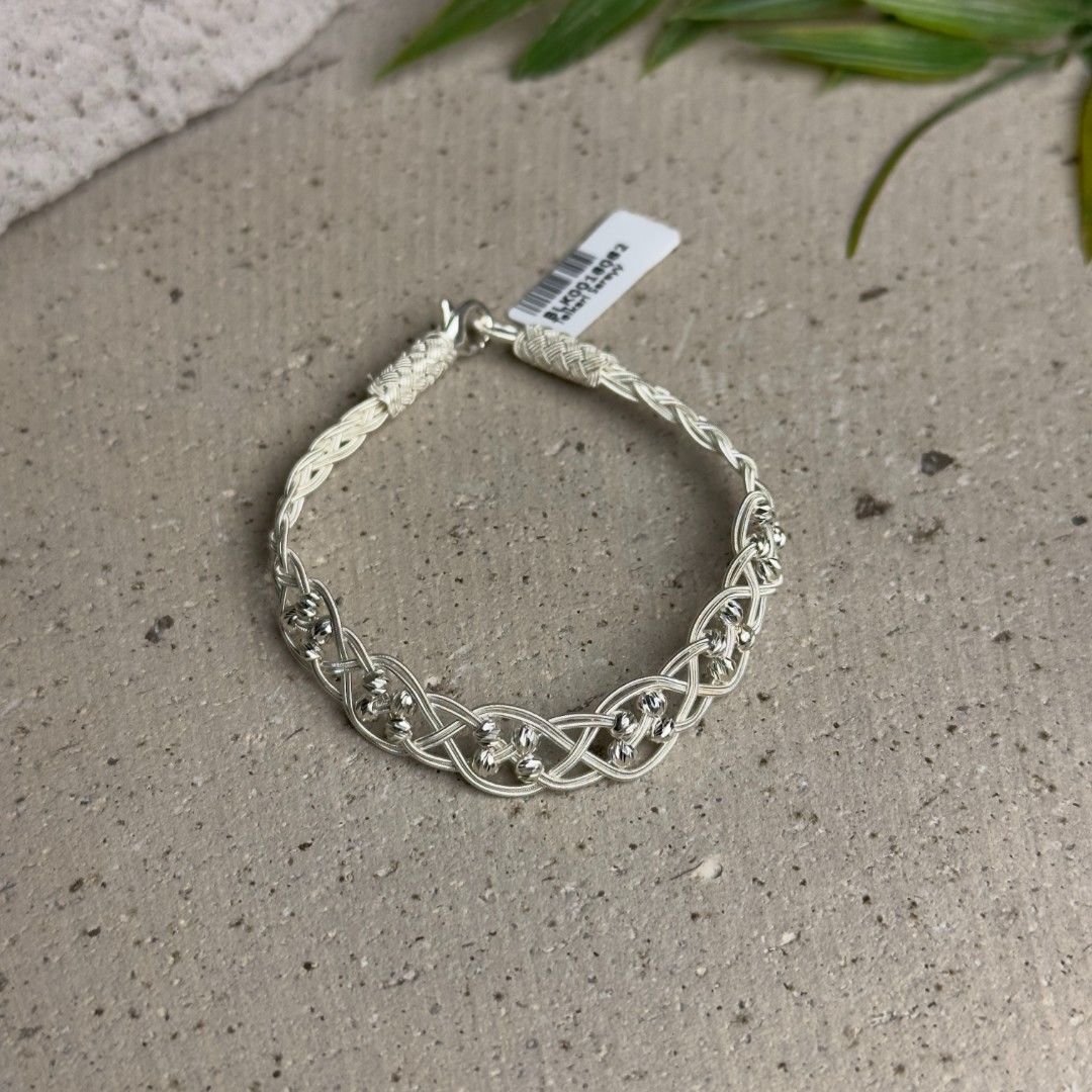 Gümüş Dorika Boncuklu Örme Kazaziye Kadın Bileklik