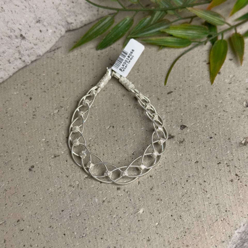 Tamamı Gümüş Tel Örme Kazaziye Kadın Bileklik