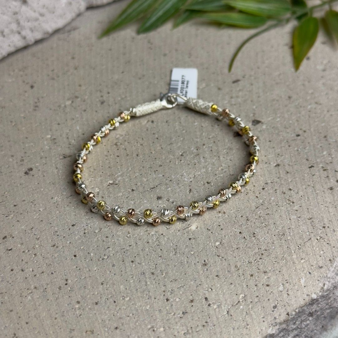 Tamamı Gümüş Tel Örme İki Sıralı Dorissa Kazaziye Kadın Bileklik