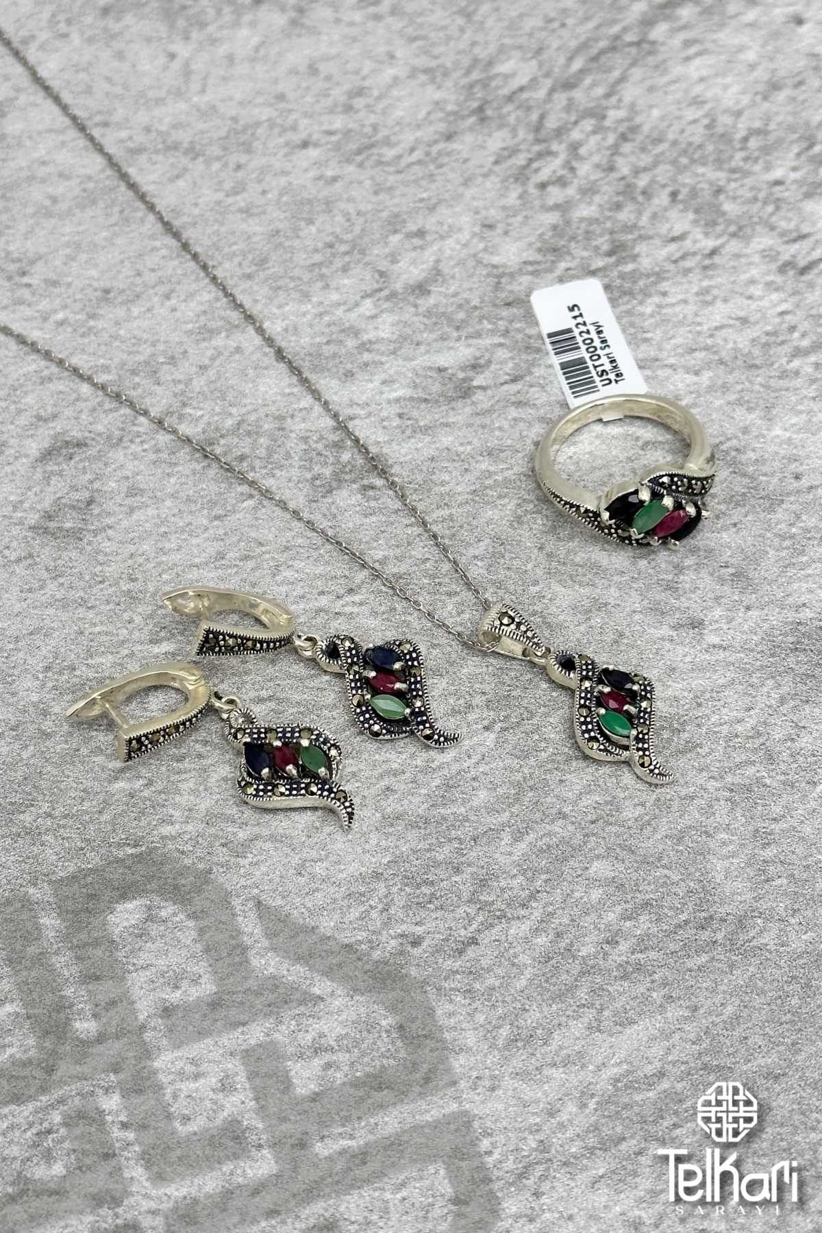 Doğal Taşlı Markazit Üçlü Set