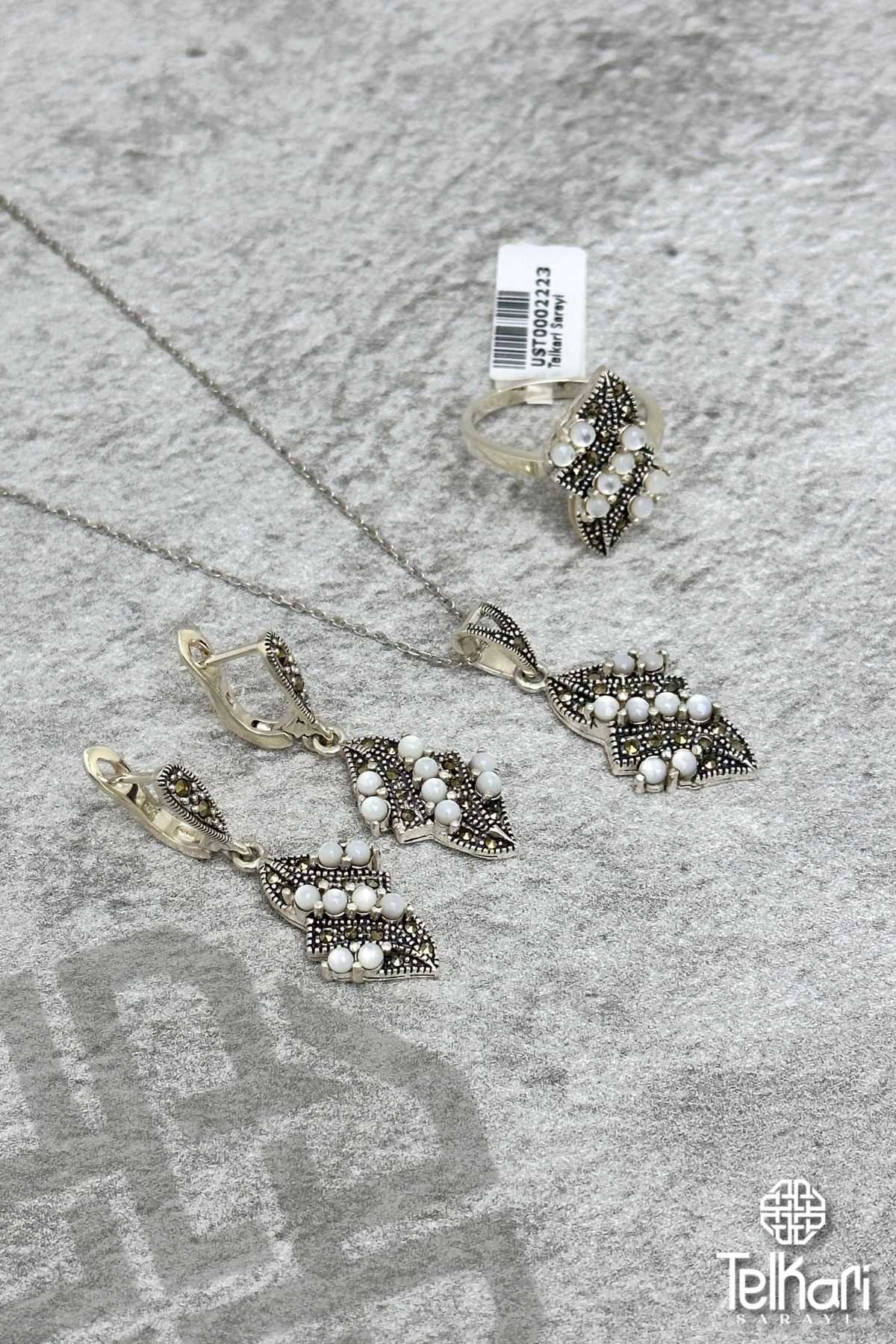 Sedef Taşlı Markazit Üçlü Set