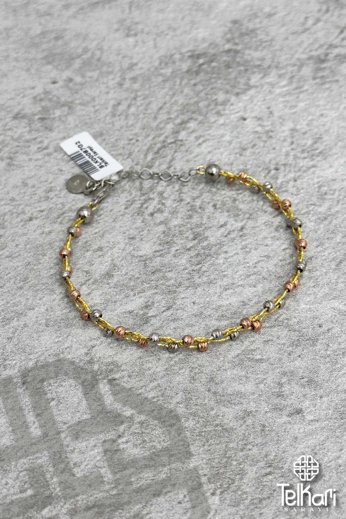 Yaldızlı Dorika Gold  Gümüş Bileklik