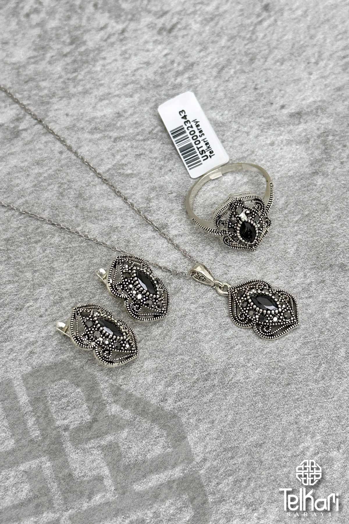 Safir Taşlı Markazit Üçlü Set