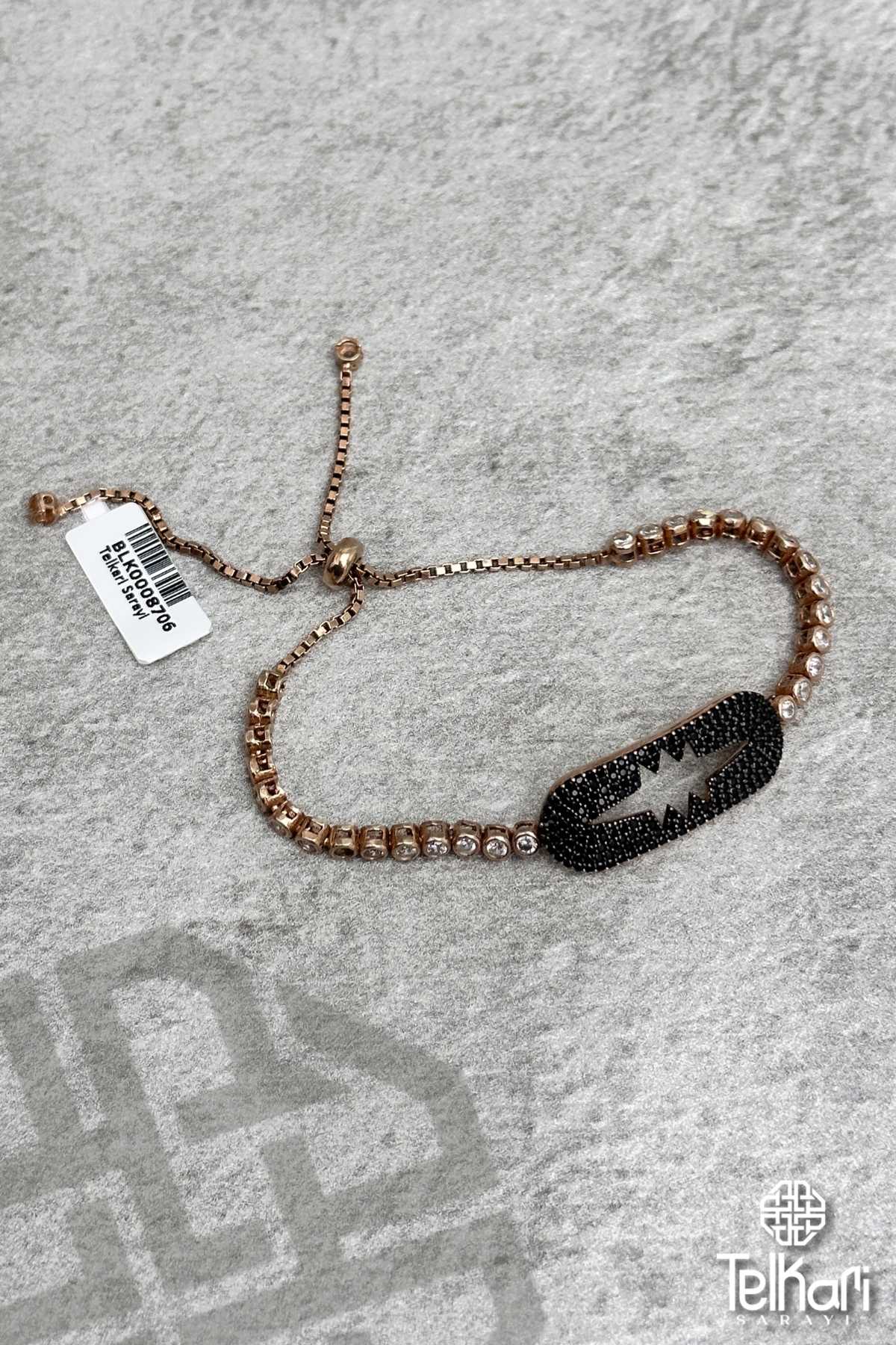 Safir Taşlı Asansörlü Rose Gümüş Bileklik