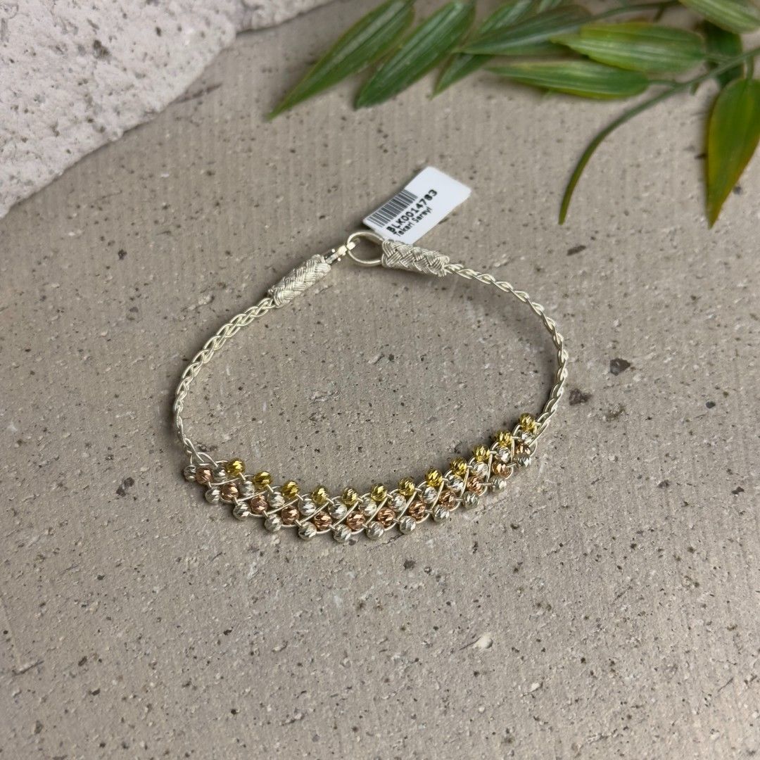 1000 Ayar Dorissa Altın Yaldızlı Rose Gümüş Toplu El İşi Kazaziye Bileklik