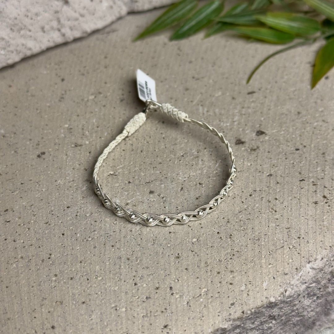 1000 Ayar Sıralı Gümüş Toplu Örgü Model Kazaziye Bileklik